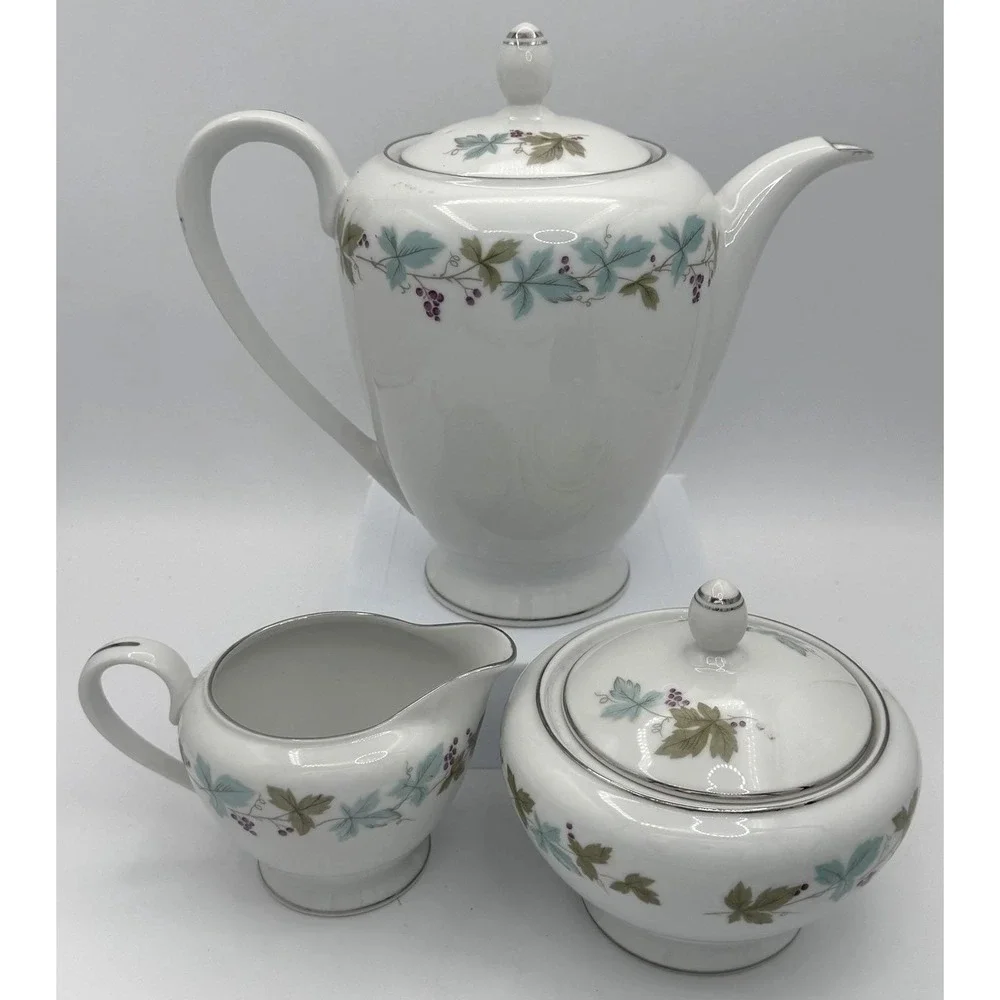 Vintage Fine China Japan 6701 Teapot Creamer & Sugar Bowl Schoenfeld 1967 EUC